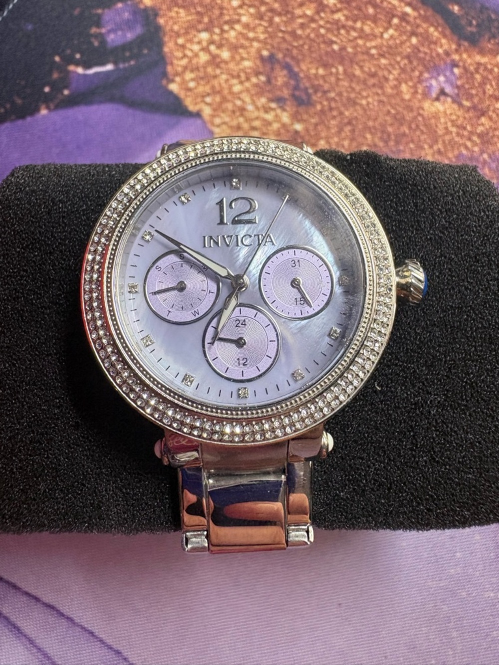 INVICTA Lavender Mother-of-Pearl Dial with bling around bezel- NWOT